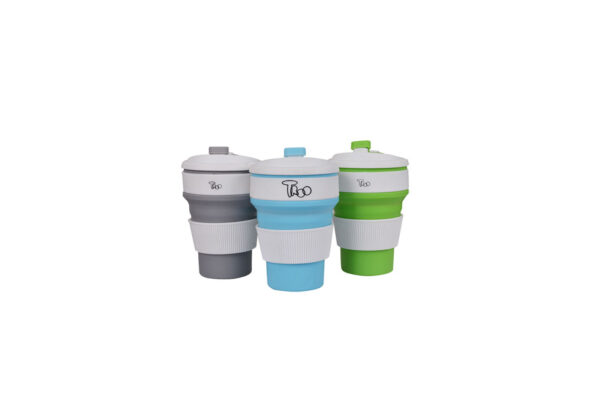 Marari Collapsible Silicone Coffee Cup w/ Flip Top Lid BPA Free | 350ml