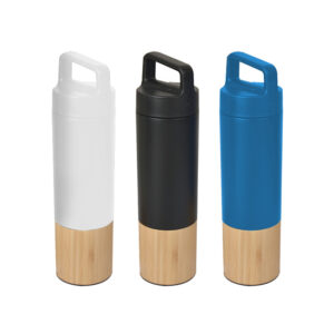 Lagen Stainless Vacuum Flask with Bamboo Accent and Insulated Lid | 550ml