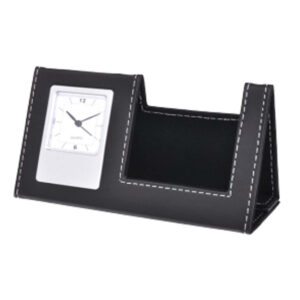 Caleb Mobile Holder in Synthetic Leather w/ Clock