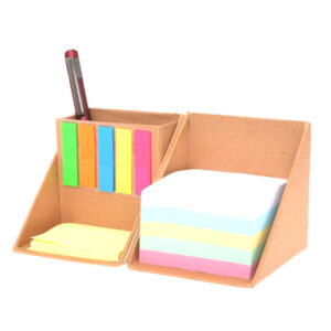 Glenn Upcycled Foldable Cube Organizer w/ Pen Holder, Square Notepad and Sticky Notes