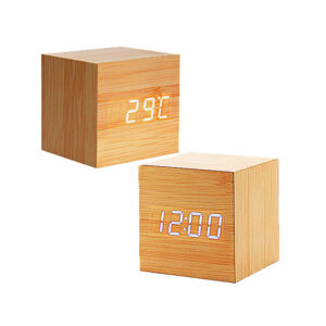 Maverick Wooden Cube Digital Desk Alarm Clock