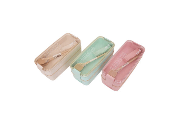 Rosalina Lunch Box with Wooden Utensils Made of High Quality Food Grade Plastic | Microwaveable