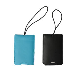 Mustang Luggage Tag with Garter Strap Hidden Personal Information in Synthetic PU Leather