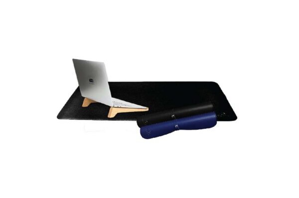 Bristol Wood and Leather Desk Set | Laptop Desk Mat in Synthetic Leather Wooden Laptop Stand Box of Choice