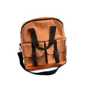 Palisades Messenger Bag with Buckled Pockets in Polyfine Fabric Material