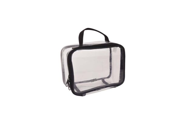 Milford Square Transparent Pouch with Handle in PVC Plastic Material