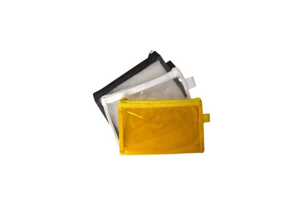 Colorado Zip-Enclosed Square Transparent Pouch | Available in White, Yellow and Black Colors