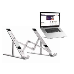 Chrome Universal Foldable Laptop Stand in Aluminum Material with With Anti-Slip Silicone