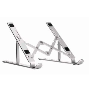 Chrome Universal Foldable Laptop Stand in Aluminum Material with With Anti-Slip Silicone