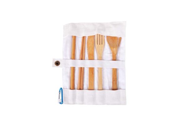 Phoebe Wooden Cutlery Set in Katcha Pouch