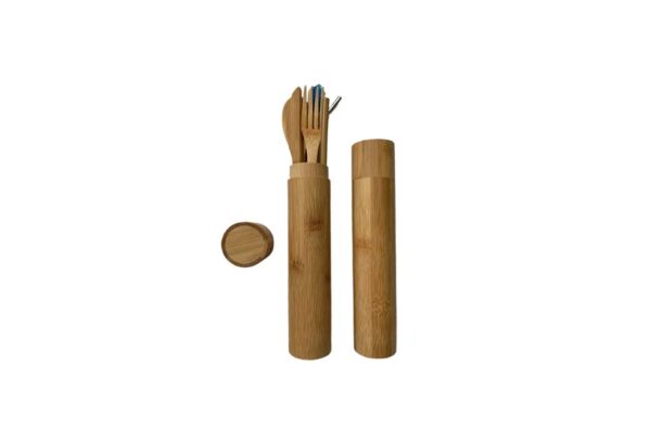 Lily Cutlery Set in Bamboo Cylindrical Case