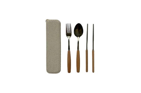 Ely Stainless Cutlery Set with Wooden Accent in Acrylic Case
