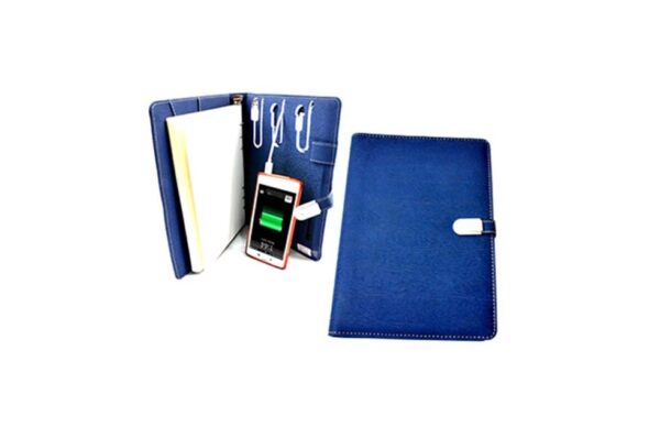 Tennoji Ultimate Meeting Buddies: Vegan Leather Ring Bind Notebook with Power Bank & Flash Drive
