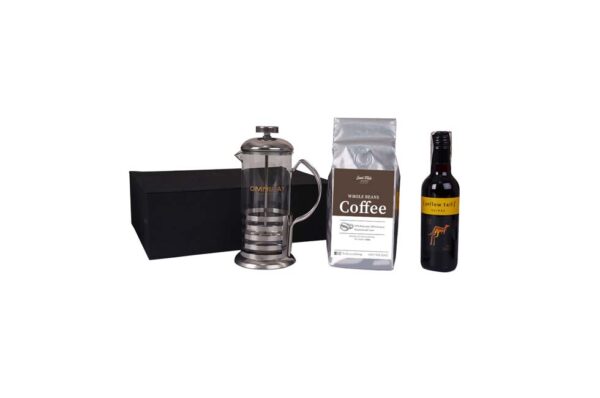 Parklane Small Wine and Coffee Set | Small Wine Bottle, French Press, Coffee Beans 500g