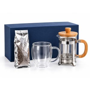 Tranquil Morning Essentials Gift Set Includes Coffee Press, Double Mug and 60g Coffee Pack