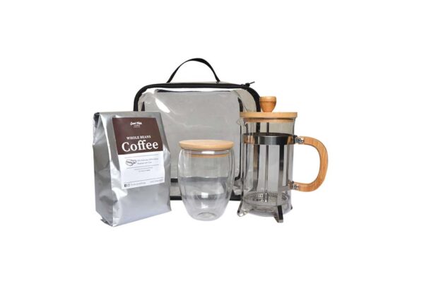 Office Essentials: Coffee Press Set | Double Wall Cup, 500mg Coffee Beans, Coffee Press