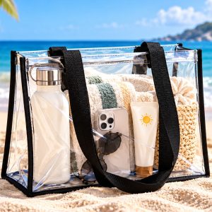 Argyle Transparent Tote Bag in PVC Plastic Material Ceative
