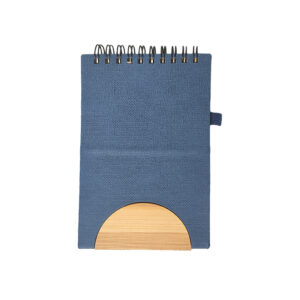 Gracia Notepad with RPET Polyester Cover and Pen Hoop | Wooden Accent and Mobile Phone Holder