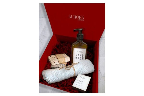 Ontario Inabel Hand Towel with Organic Hand Soap and Liquid Soap Set