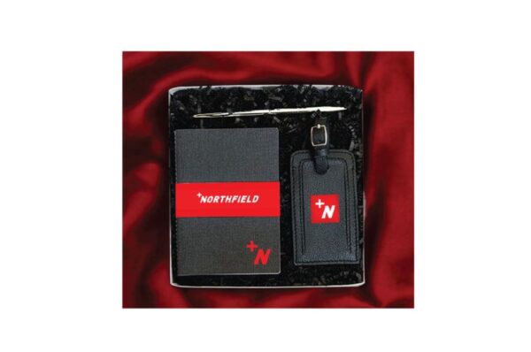 Belcris Business Traveler's Set | A5 Notebook | Luggage Tag in Vegan Leather Material with Cover and Buckle | Metal Ballpoint Pen