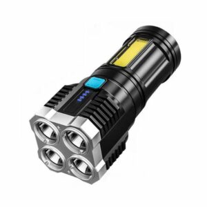 Granite USB Rechargeable Flashlight | 4LEDs + Side COB | Waterproof | 1000m Light Range | 5W Power | 1200 mAh Capacity | 3h Charge Duration