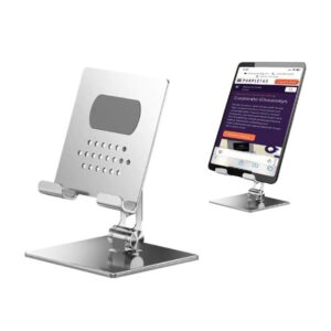 Hemsworth Mobile and Tablet Stand in Aluminum Alloy Material | Non-slip Silicone Pads| Adjustable and Foldable