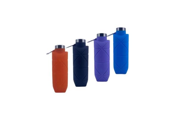 Montara Portable Foldable Water Bottle in Silicone Material with Carabiner Clip | Diamond Folding Design