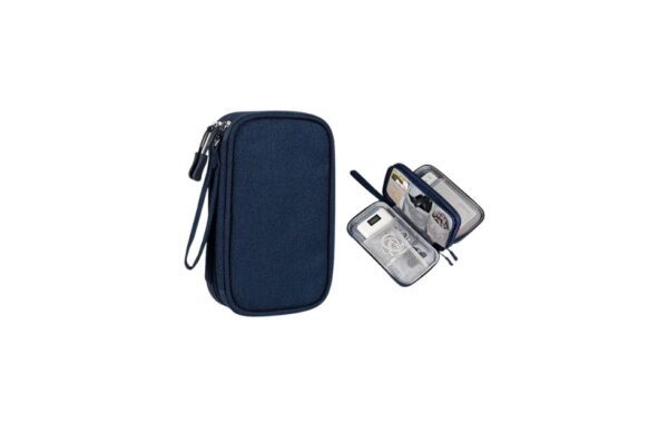 Digital Accessory Organizer Pouch in Polyester Material I Double-Sided Storage