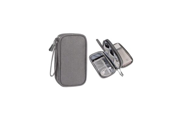 Digital Accessory Organizer Pouch in Polyester Material I Double-Sided Storage