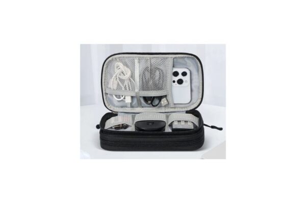 Digital Accessory Organizer Pouch in Polyester Material I Double-Sided Storage