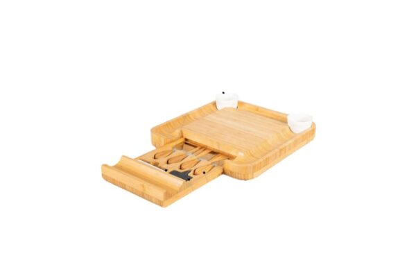 Deco Bamboo Cheese Board and Knife Set with Wooden Charcuterie Plate