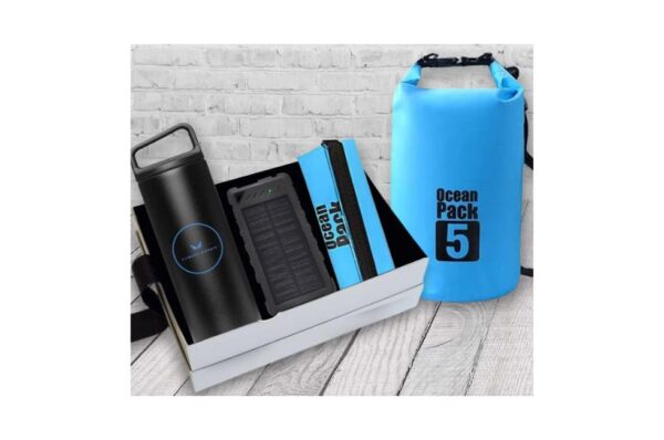 Aquamarine Travel Essentials Gift Set Includes, a Dry Bag, Powerbank, Tumbler