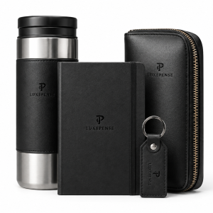 Majestic Onboarding Essentials Set Includes Pouch, A5 Notebook, Stainless Tumbler, Key Fob