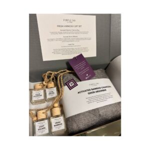 Fresh Harmony Gift Set Includes, Activated Bamboo Charcoal in a Pouch, 4 Aromatic Room Diffusers