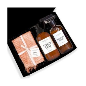 Hatton Pampering Essentials Gift Set Includes, Hand Towel, Scented Liquid Soap and Moisturizing Alcohol