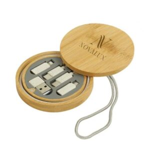 Aeronaut Multi-Charging Cable Set in Round Bamboo Case