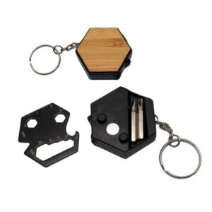Cedro Eco-Friendly Bamboo Toolkit Keychain | Hexagon-Shaped