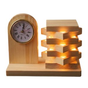 Crisan Wooden Desk Clock with Aesthetic Lamp