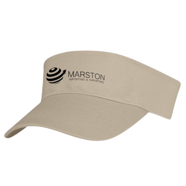 Drift cotton visor showing embroidered company logo