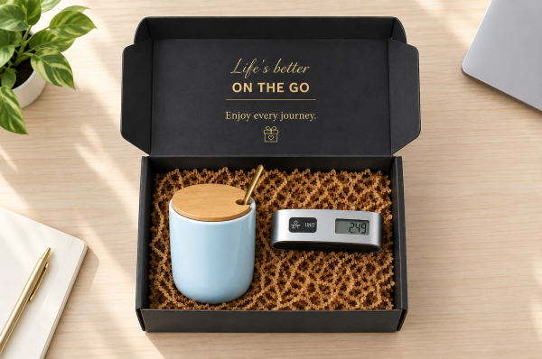 Ruta Journey & Java Gift Set Includes Ceramic Coffee Mug and Digital Luggage Scale