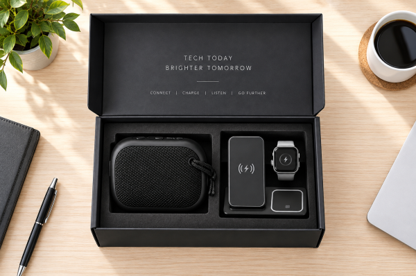 StrataTech Gift Set Includes Wireless Bluetooth Speaker and Wireless Charger
