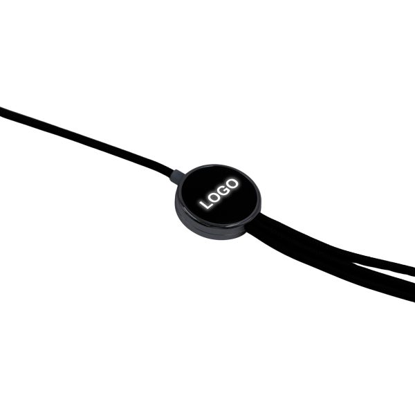 Aetheris braided charging cable showing custom silkscreen company logo area
