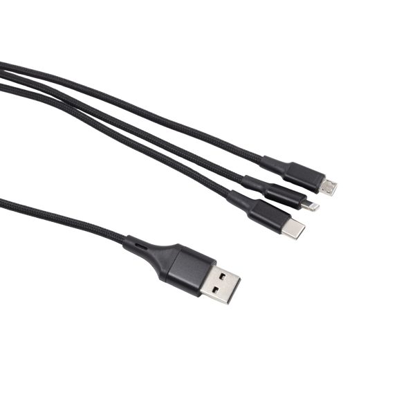 Aetheris 3-in-1 charging cable with Type-C, Micro USB and Lightning connectors