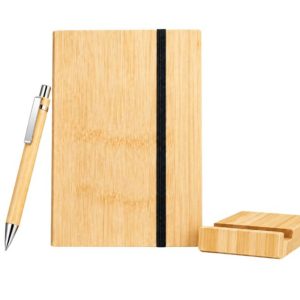 Nube Bamboo Notebook, Pen and Phone Stand Gift Set