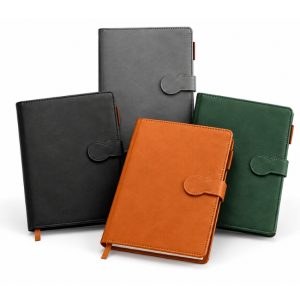 Ephemera A5 planner notebooks in grey, green, black and brown with magnetic strap closures